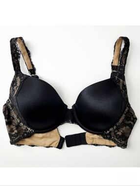 Maidenform Black Lightly Padded Bra With Underwire, Nude / Lace, Size 36C